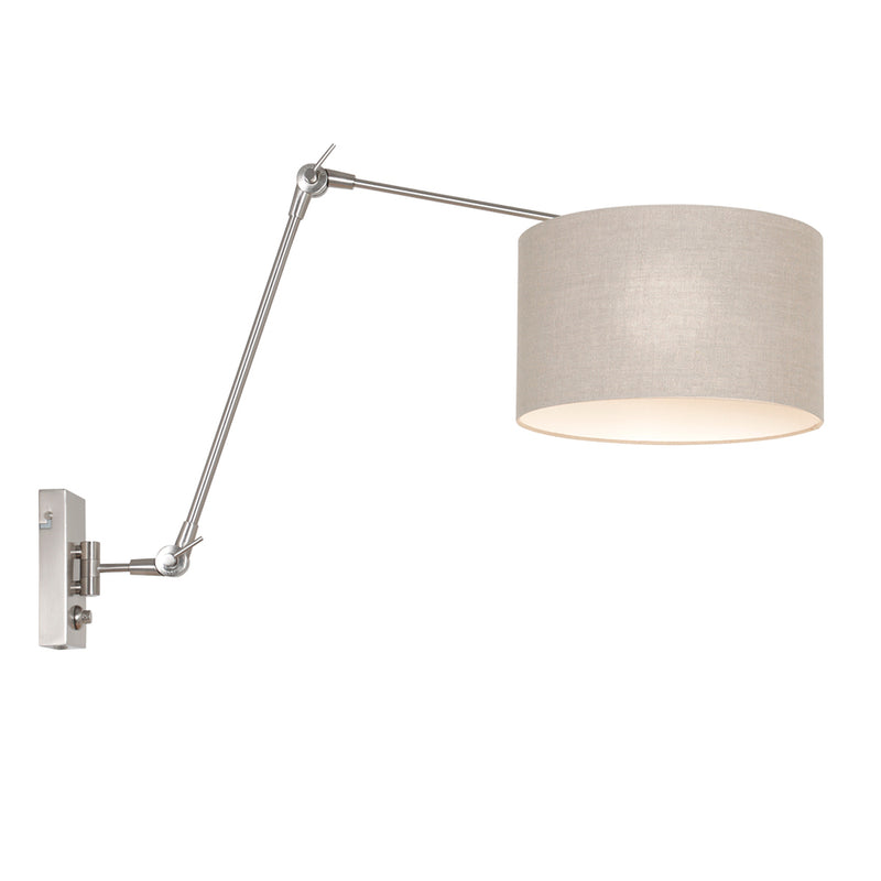 Wandlamp Prestige Chic 7396ST+K7396RS Staal-Grijs Linnen