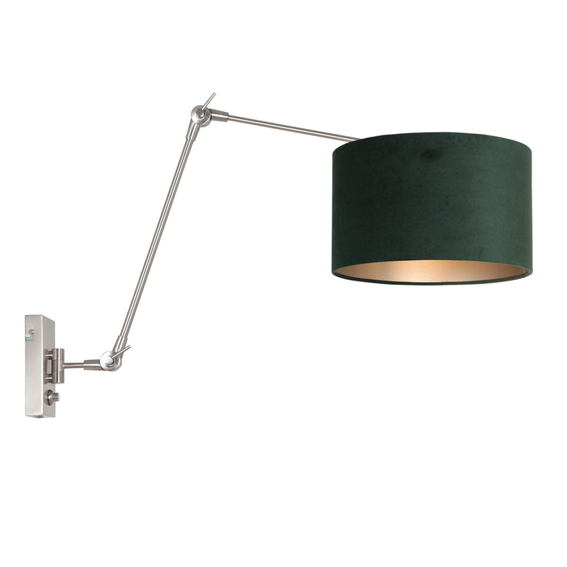 Wandlamp Prestige Chic 7396ST+K7396VS Staal-Fluweel Groen