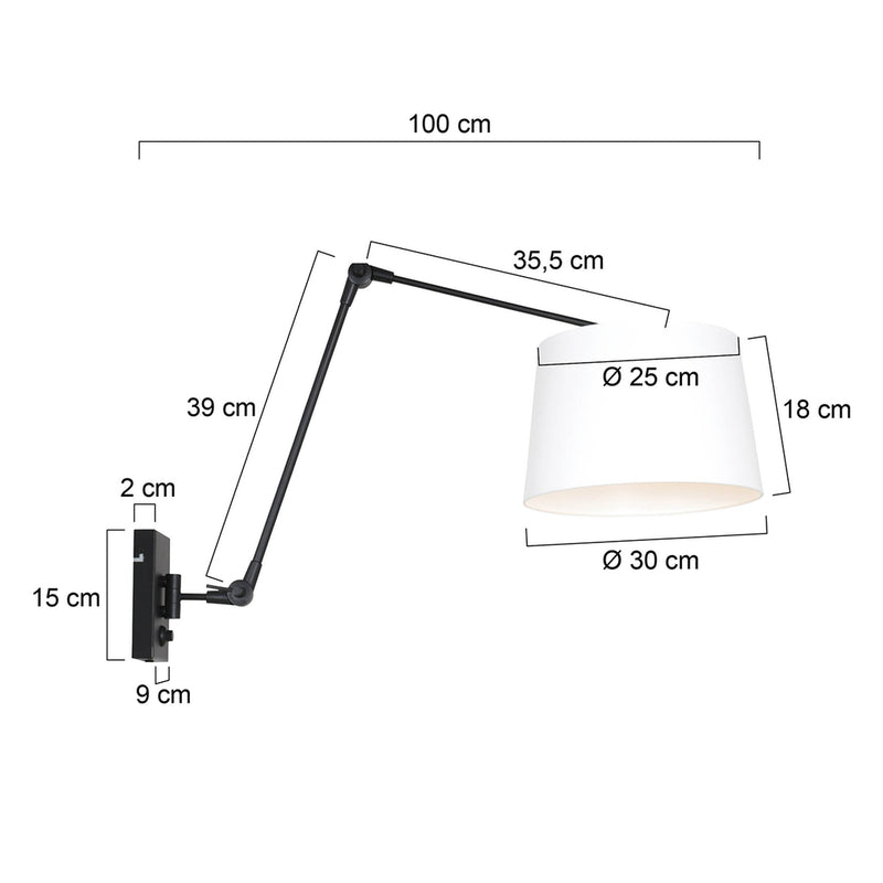 Wandlamp Prestige Chic 7396ZW+K10072S Zwart-Wit Chintz