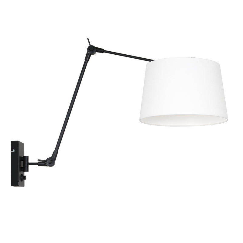 Wandlamp Prestige Chic 7396ZW+K1007QS Zwart-Wit Linnen