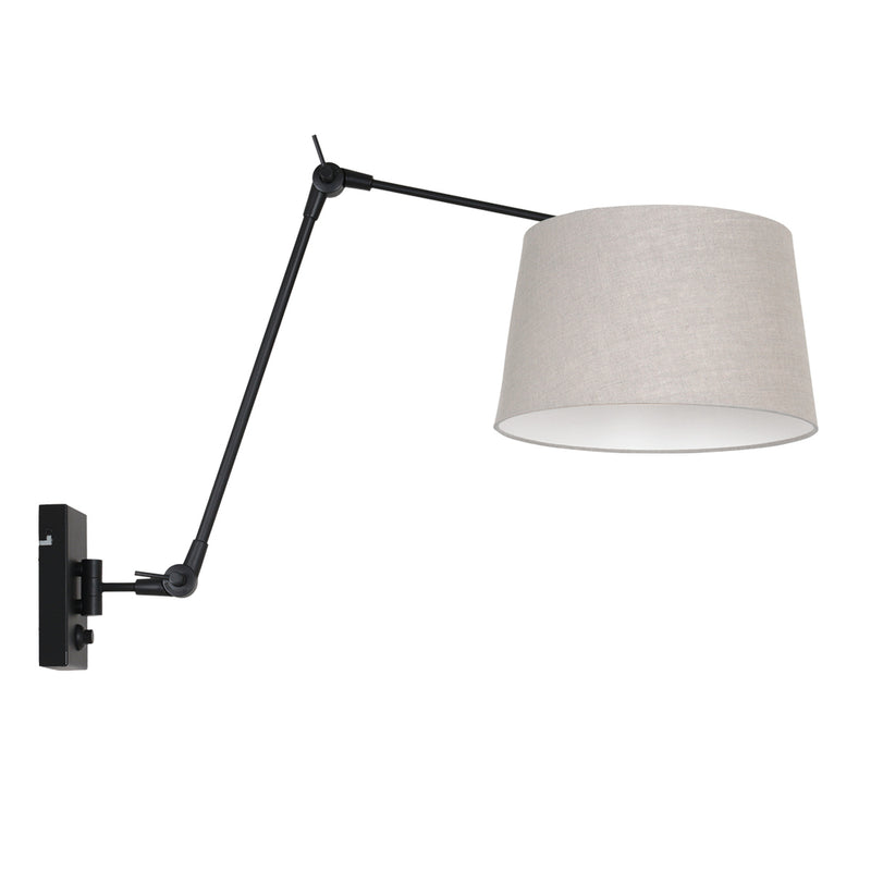 Wandlamp Prestige Chic 7396ZW+K1007RS Zwart-Grijs Linnen