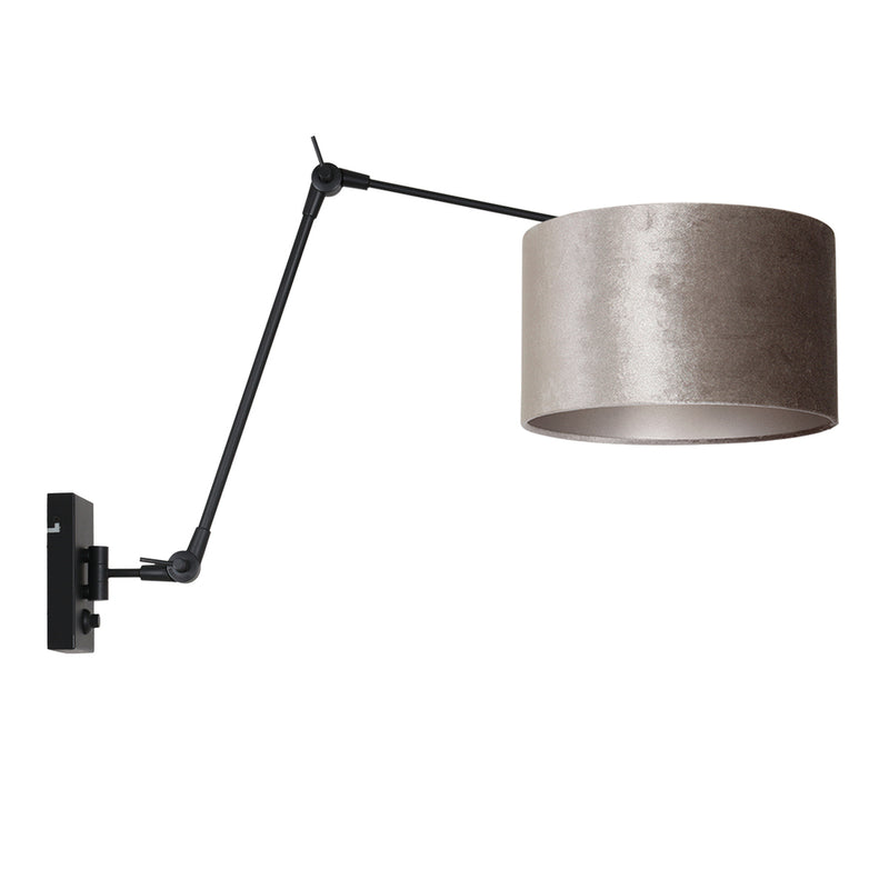 Wandlamp Prestige Chic 7396ZW+K7396GS Zwart-Fluweel Zilver