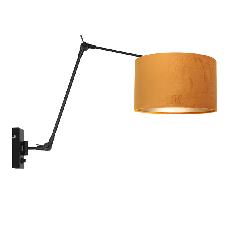 Wandlamp Prestige Chic 7396ZW+K7396KS Zwart-Fluweel Goud