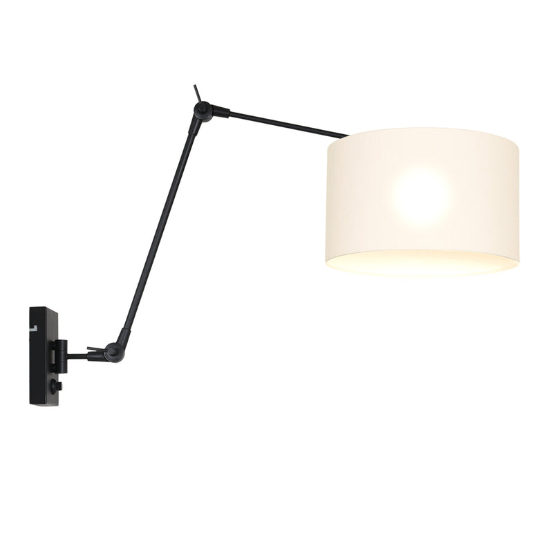 Wandlamp Prestige Chic 7396ZW+K7396QS Zwart-Wit Linnen