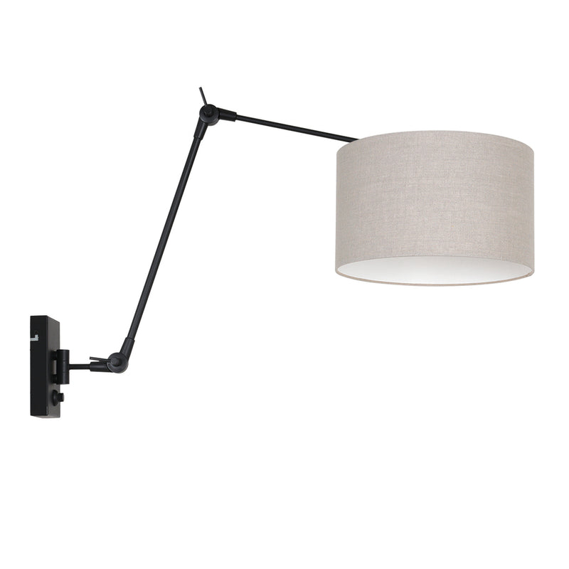 Wandlamp Prestige Chic 7396ZW+K7396RS Zwart-Grijs Linnen