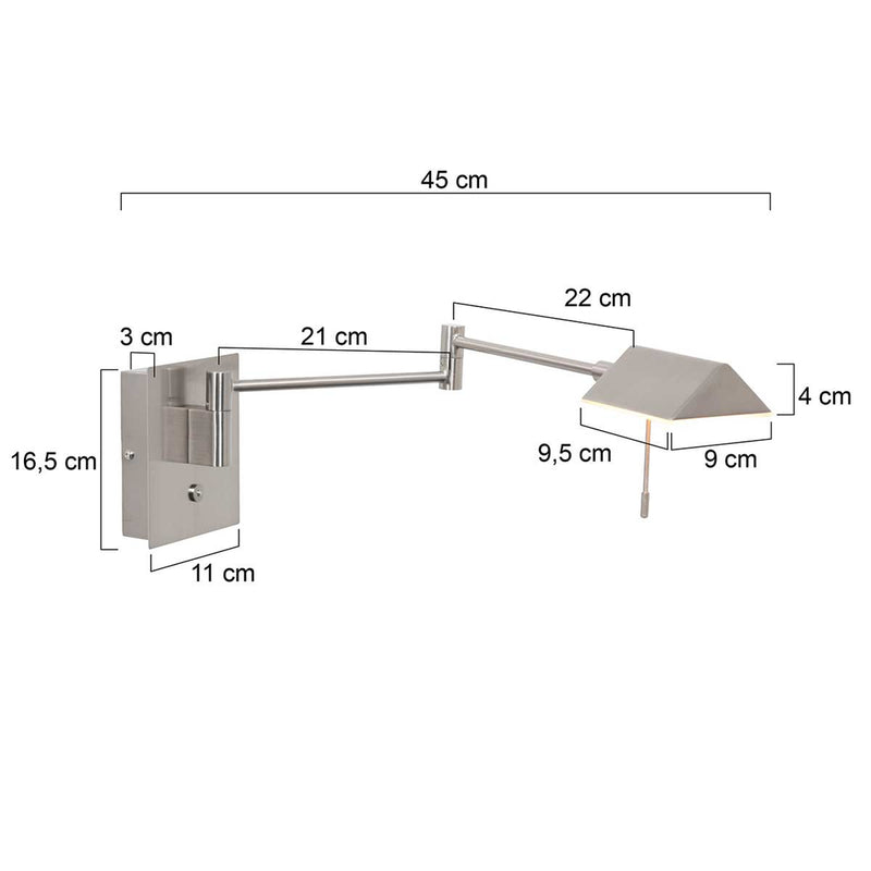 Wandlamp Retina 3402ST Staal