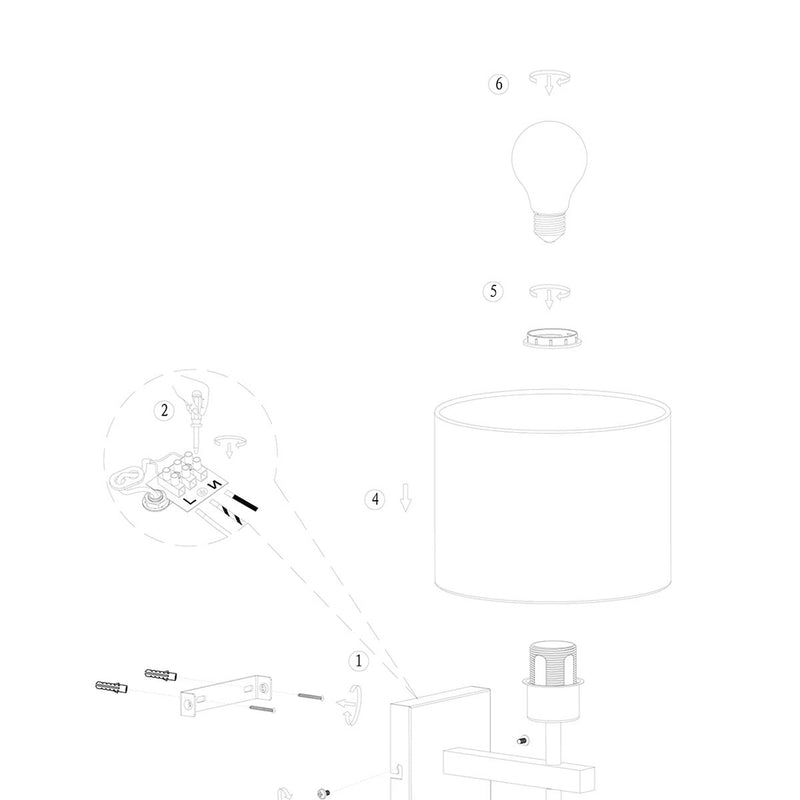 Wandlamp Stang 3702ZW Zwart + leeslamp 3W